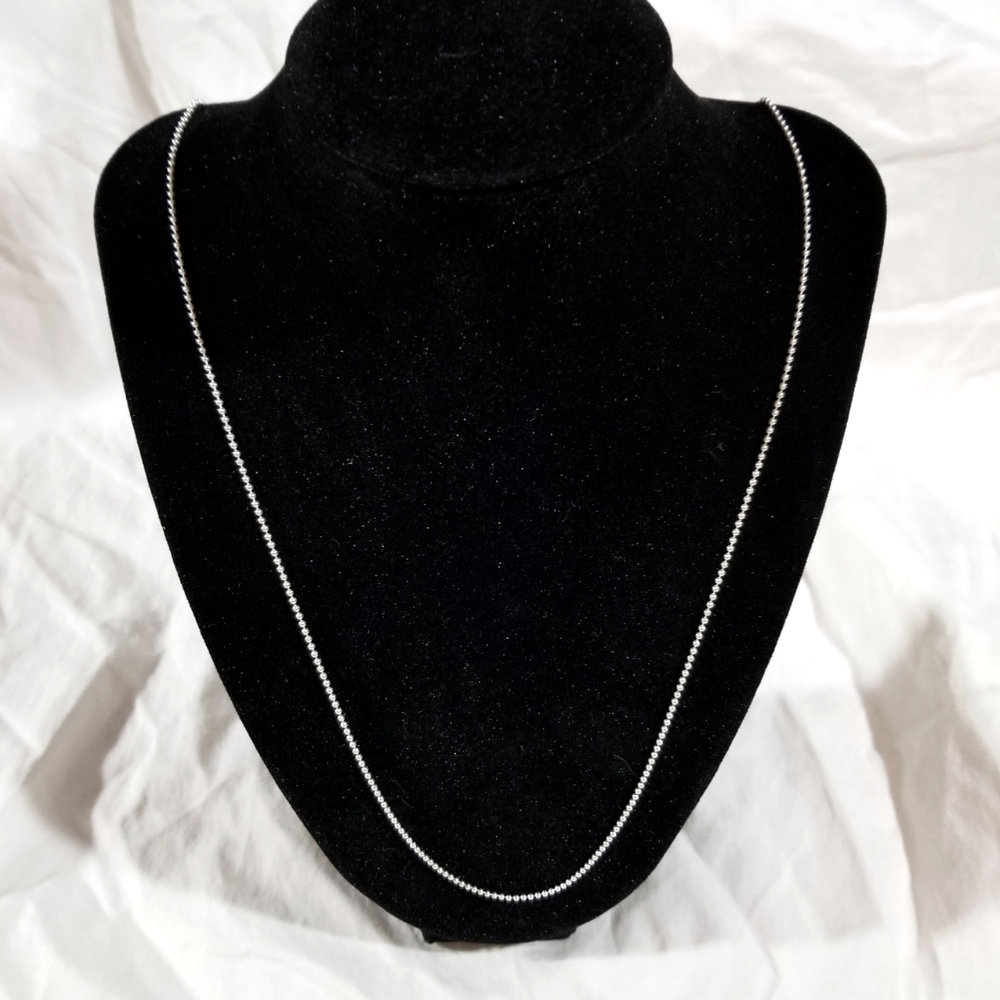 Sterling Silver Round Ball Bead 1mm Chain Necklace, 30"